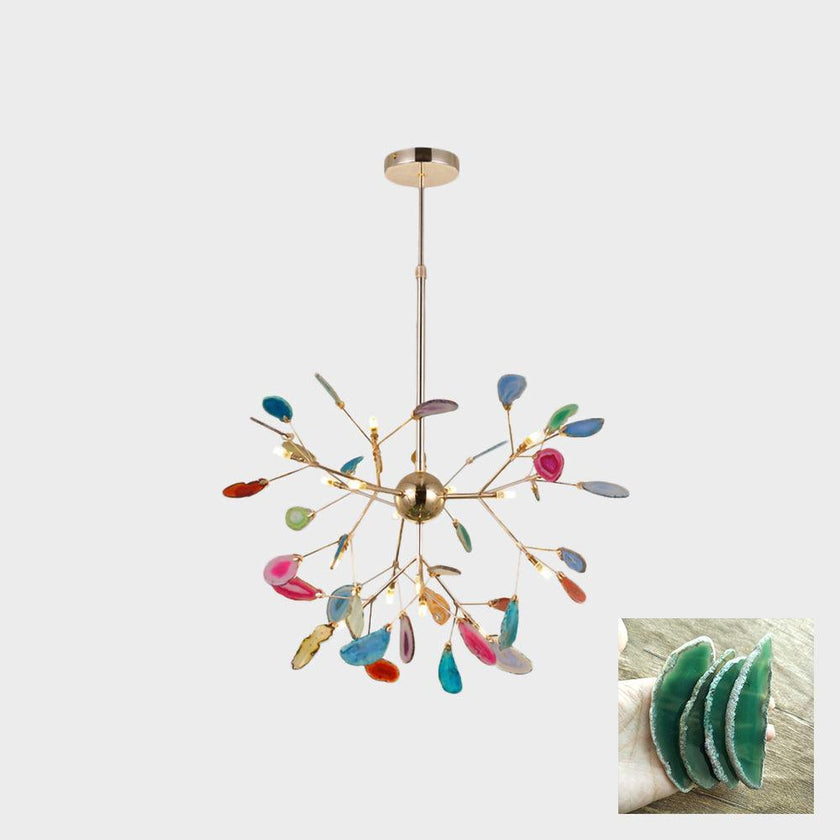 Agate Slice & Brass Chandelier