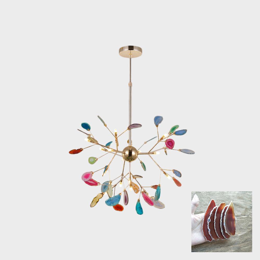 Agate Slice & Brass Chandelier