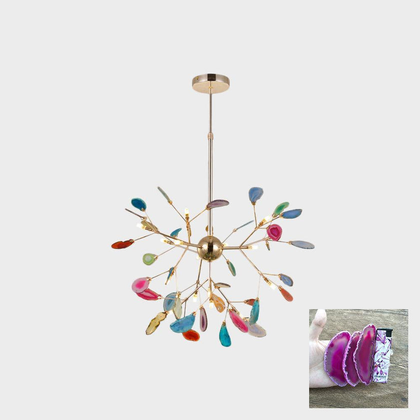 Agate Slice & Brass Chandelier