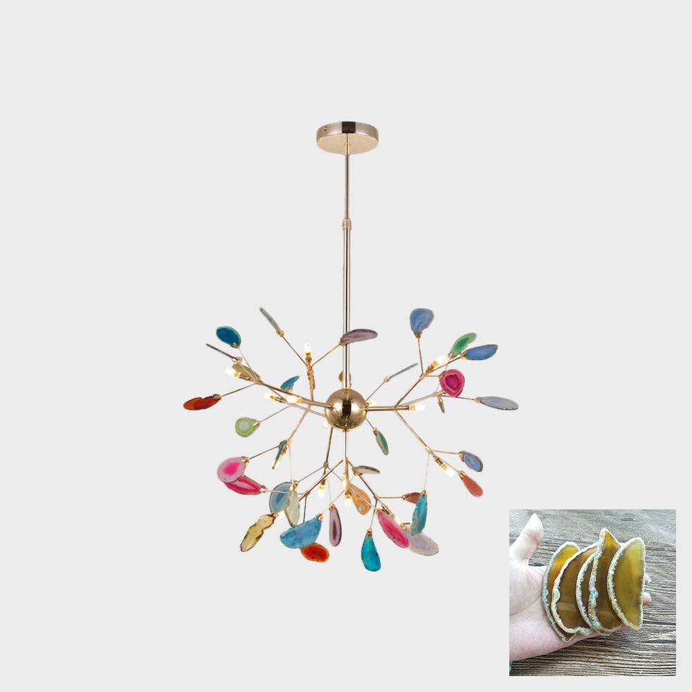 Agate Slice & Brass Chandelier