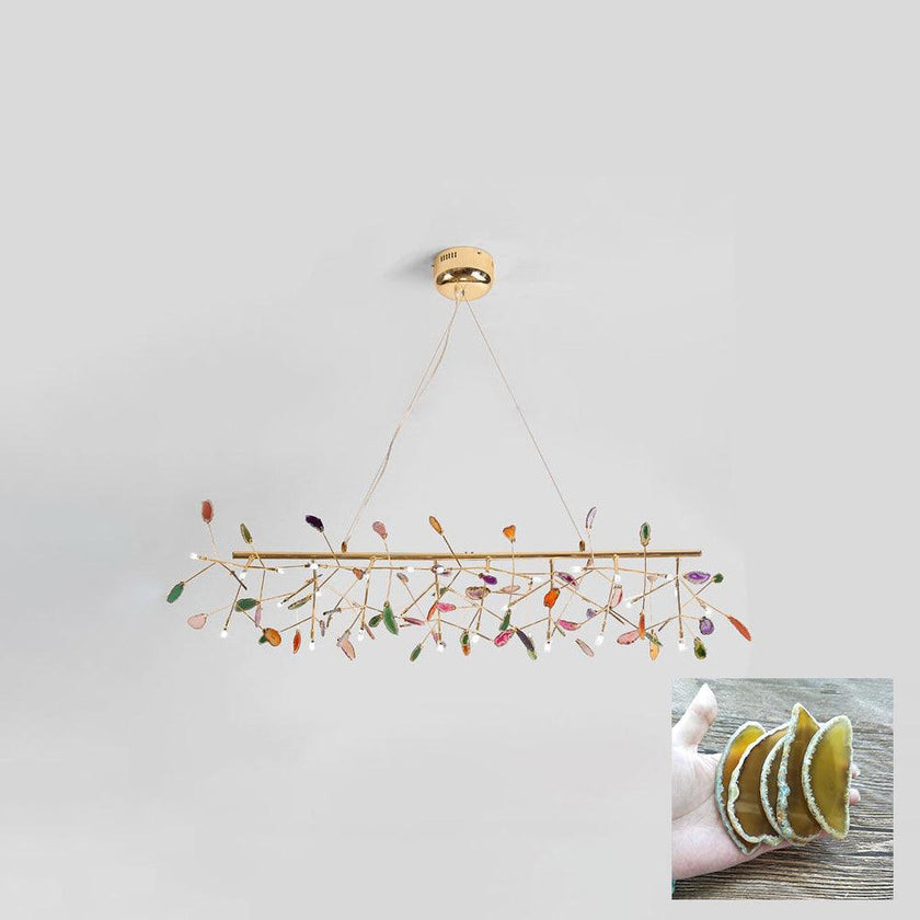 Agate Slice & Brass Chandelier