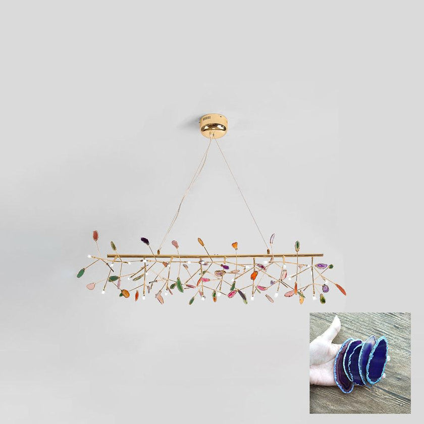 Agate Slice & Brass Chandelier