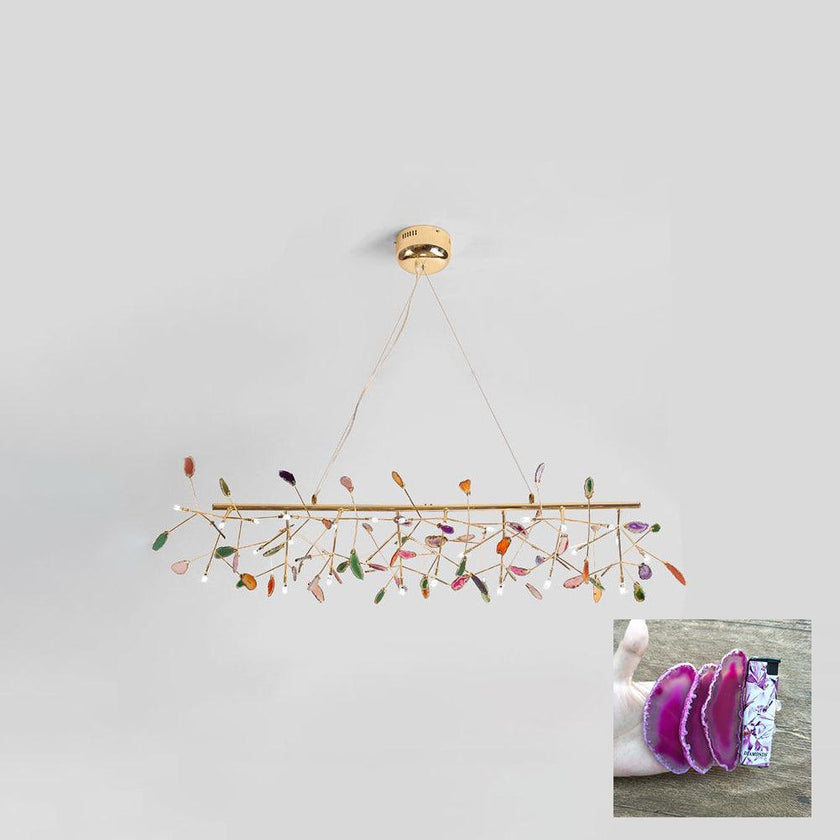 Agate Slice & Brass Chandelier