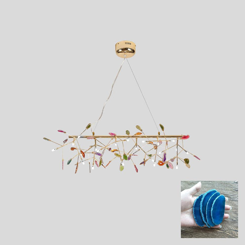Agate Slice & Brass Chandelier