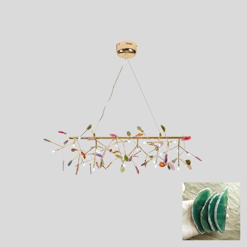 Agate Slice & Brass Chandelier