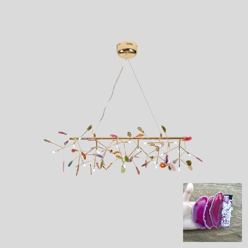 Agate Slice & Brass Chandelier