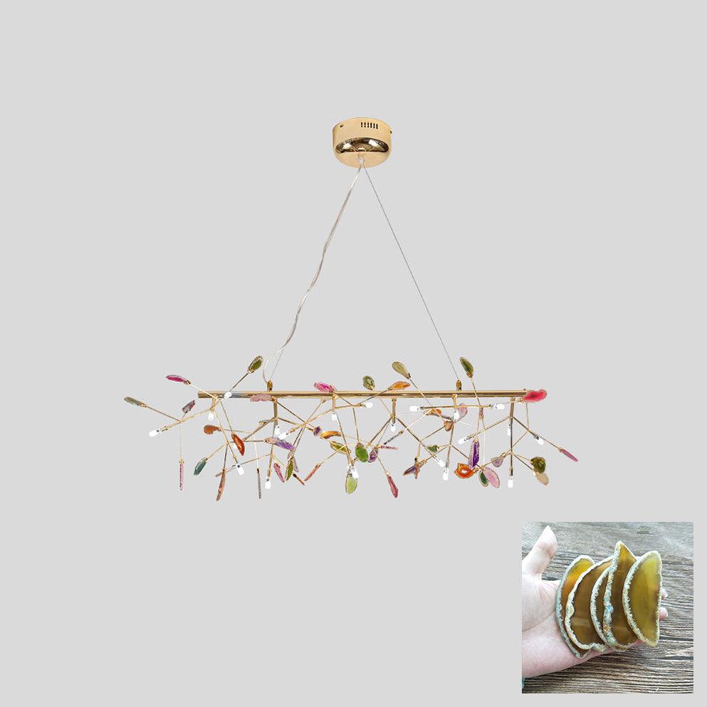 Agate Slice & Brass Chandelier
