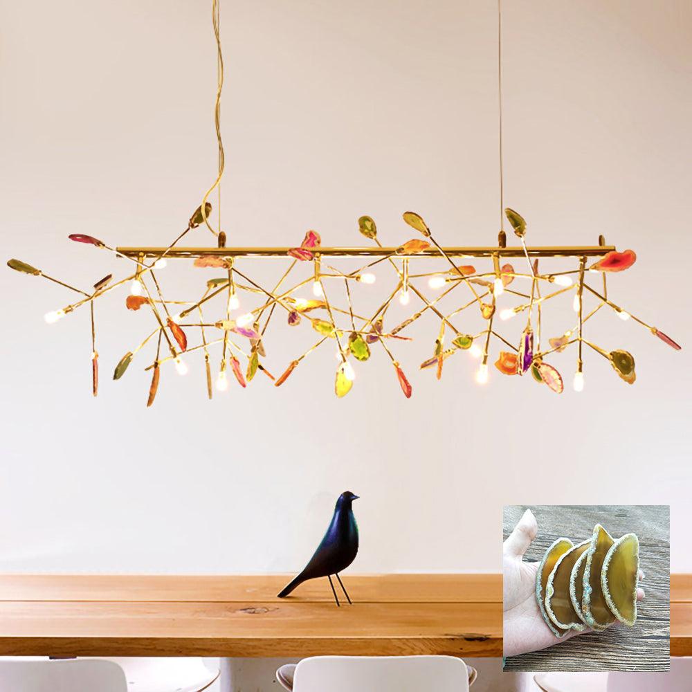 Agate Slice & Brass Chandelier