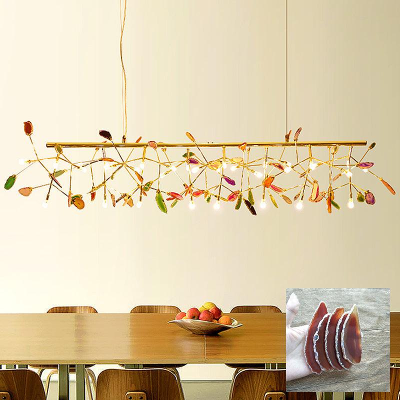 Agate Slice & Brass Chandelier