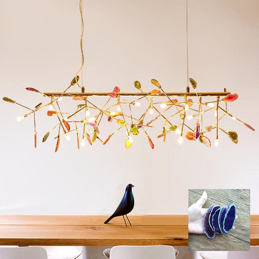 Agate Slice & Brass Chandelier
