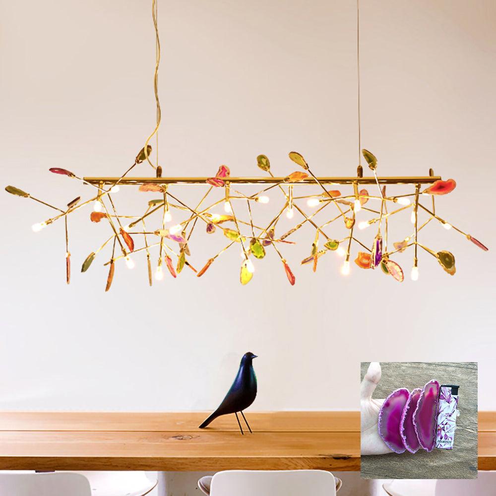 Agate Slice & Brass Chandelier