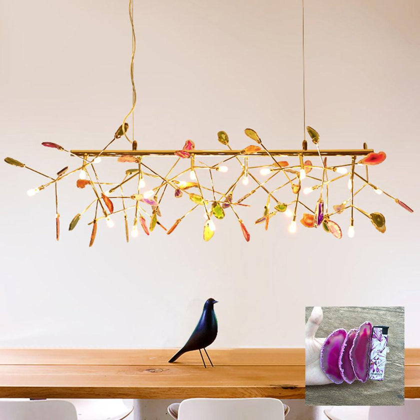 Agate Slice & Brass Chandelier
