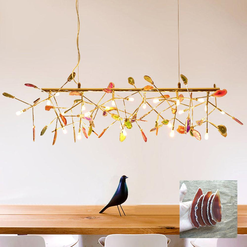 Agate Slice & Brass Chandelier