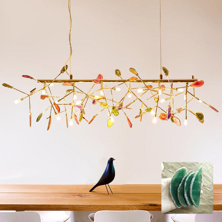 Agate Slice & Brass Chandelier