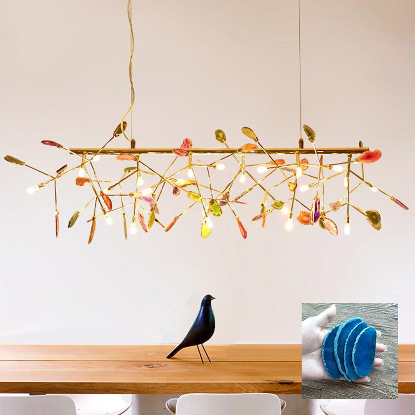 Agate Slice & Brass Chandelier