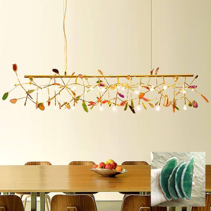 Agate Slice & Brass Chandelier