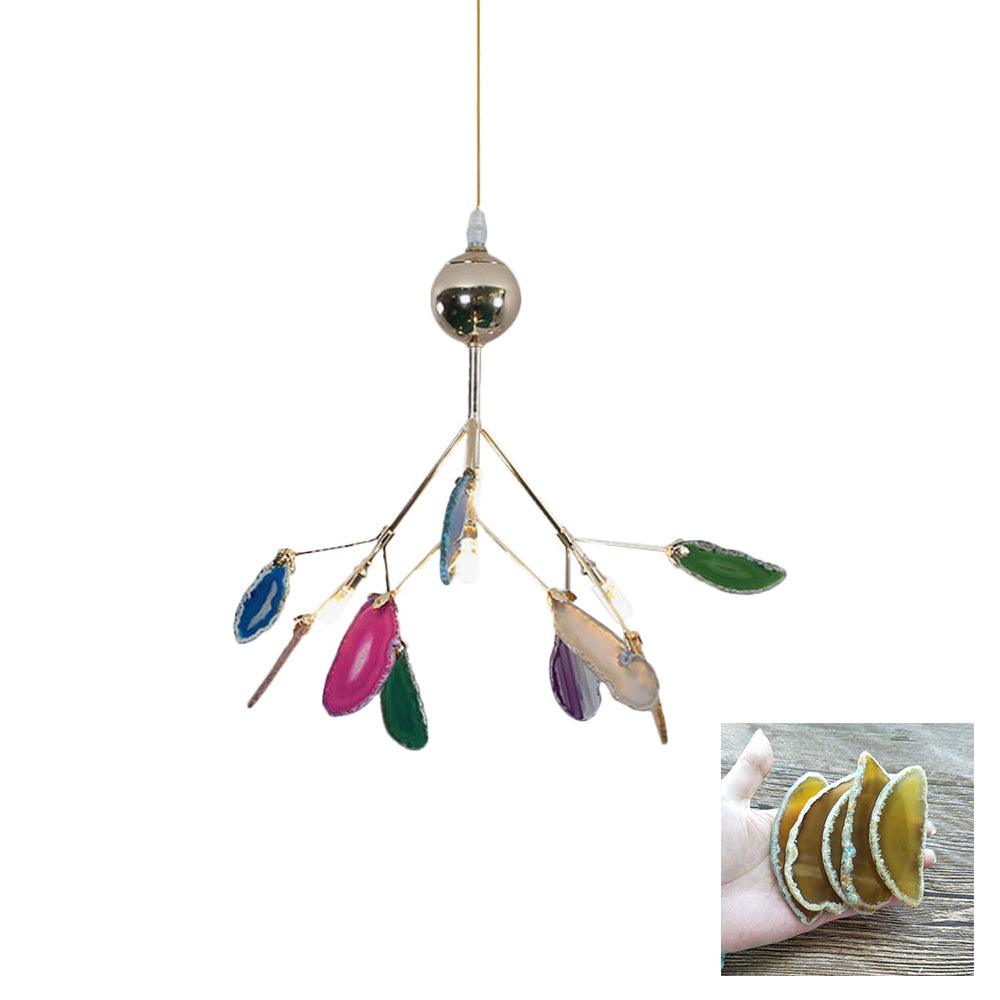 Agate Slice & Brass Chandelier