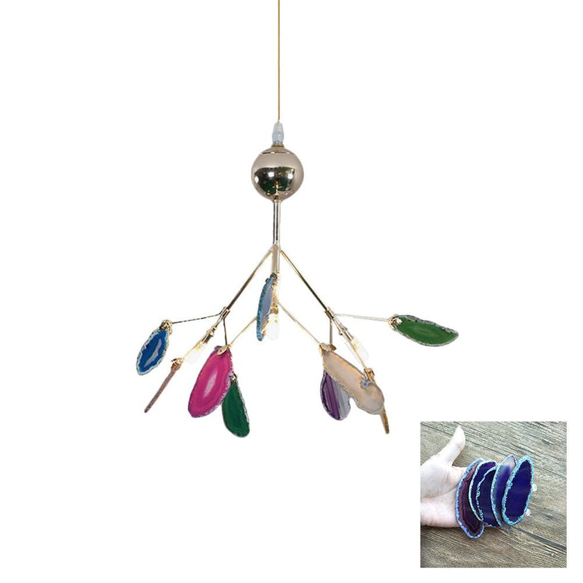 Agate Slice & Brass Chandelier