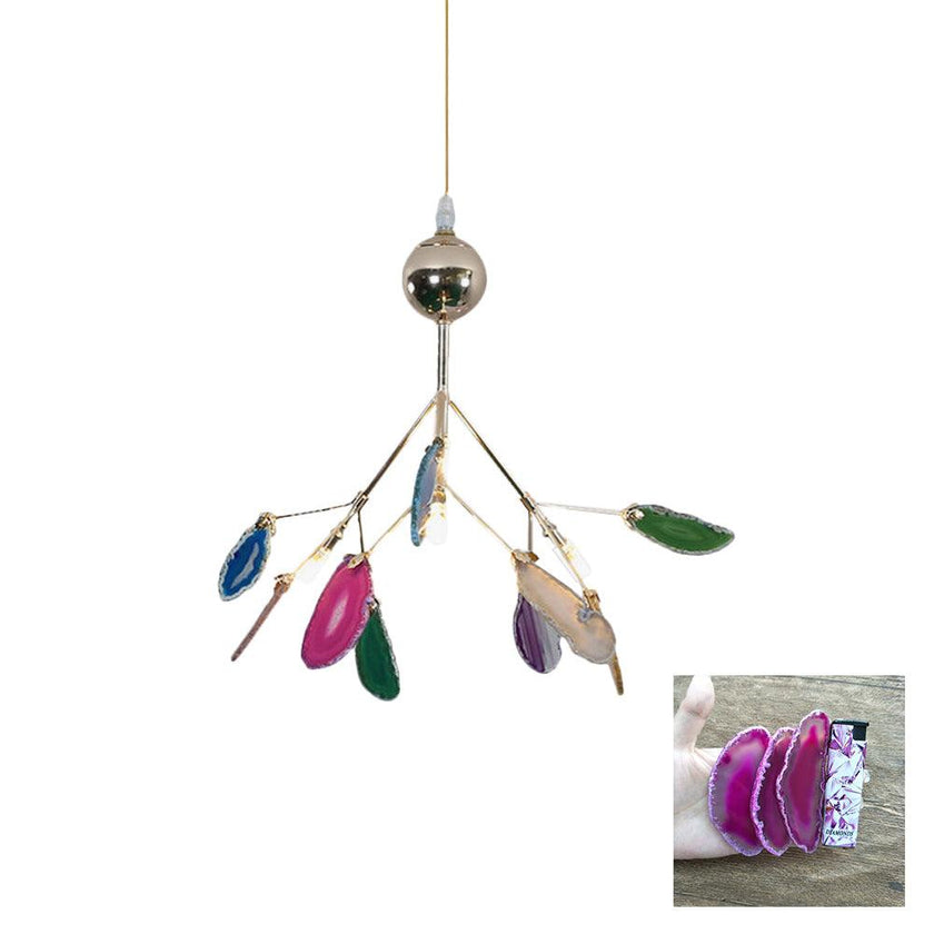Agate Slice & Brass Chandelier