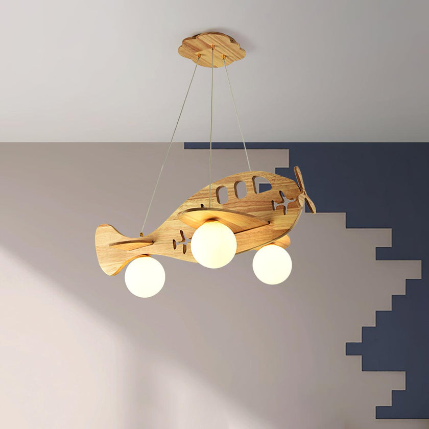 Wood Airplane Kids Pendant Light