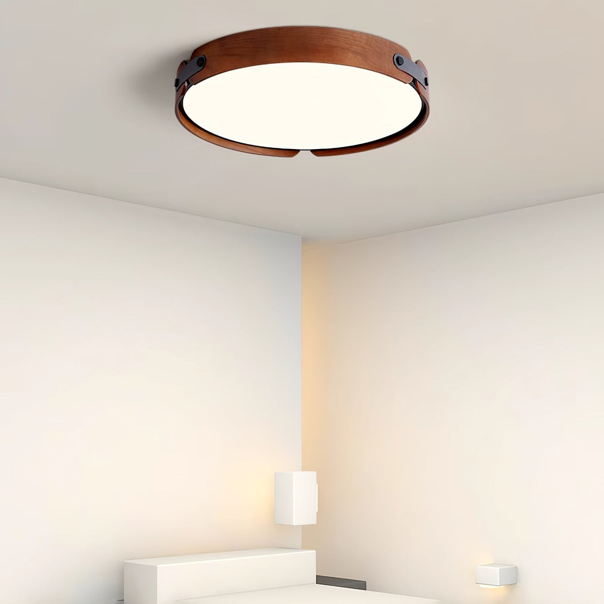 Walnut Wood Disc Ceiling Light