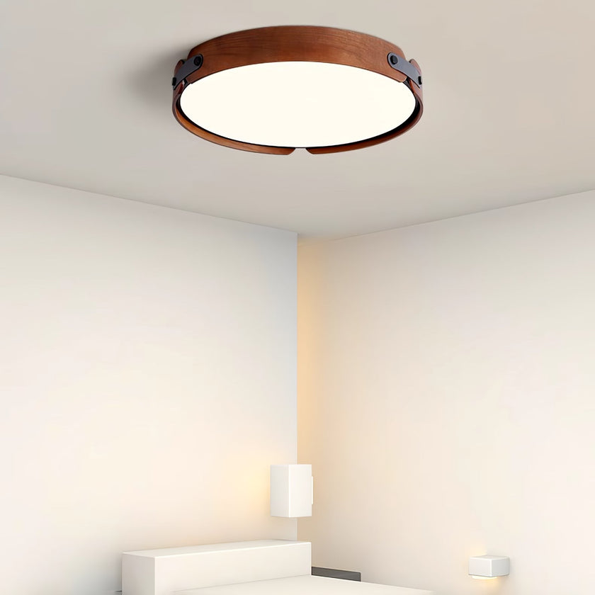 Walnut Wood Disc Ceiling Light
