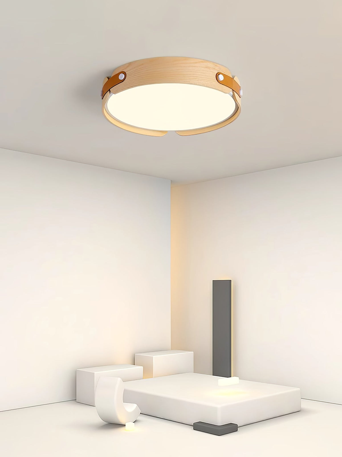 Walnut Wood Disc Ceiling Light