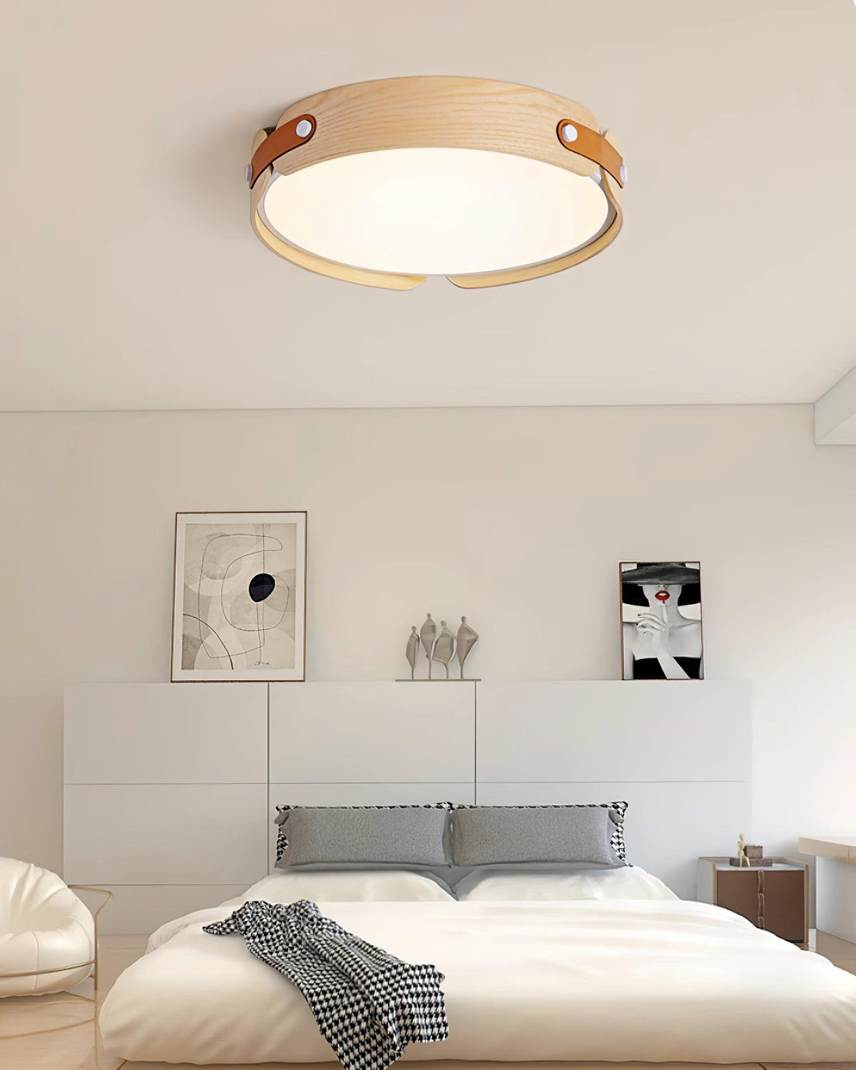 Walnut Wood Disc Ceiling Light