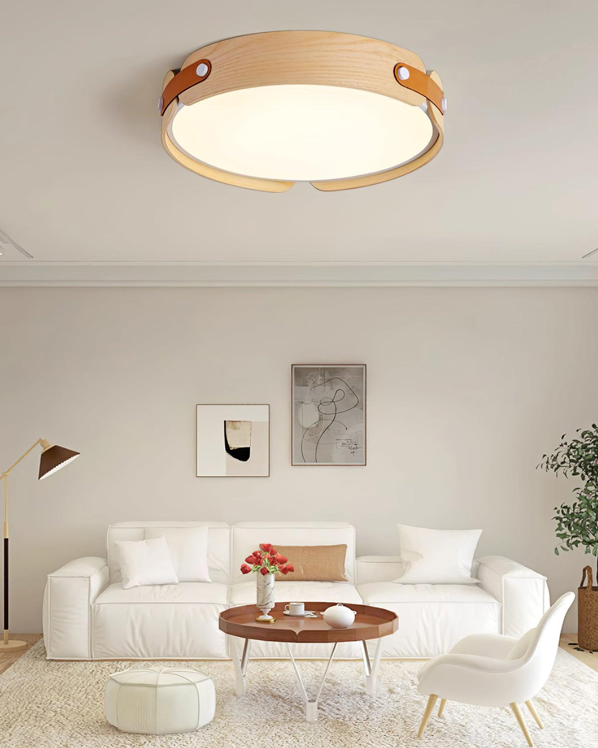 Walnut Wood Disc Ceiling Light