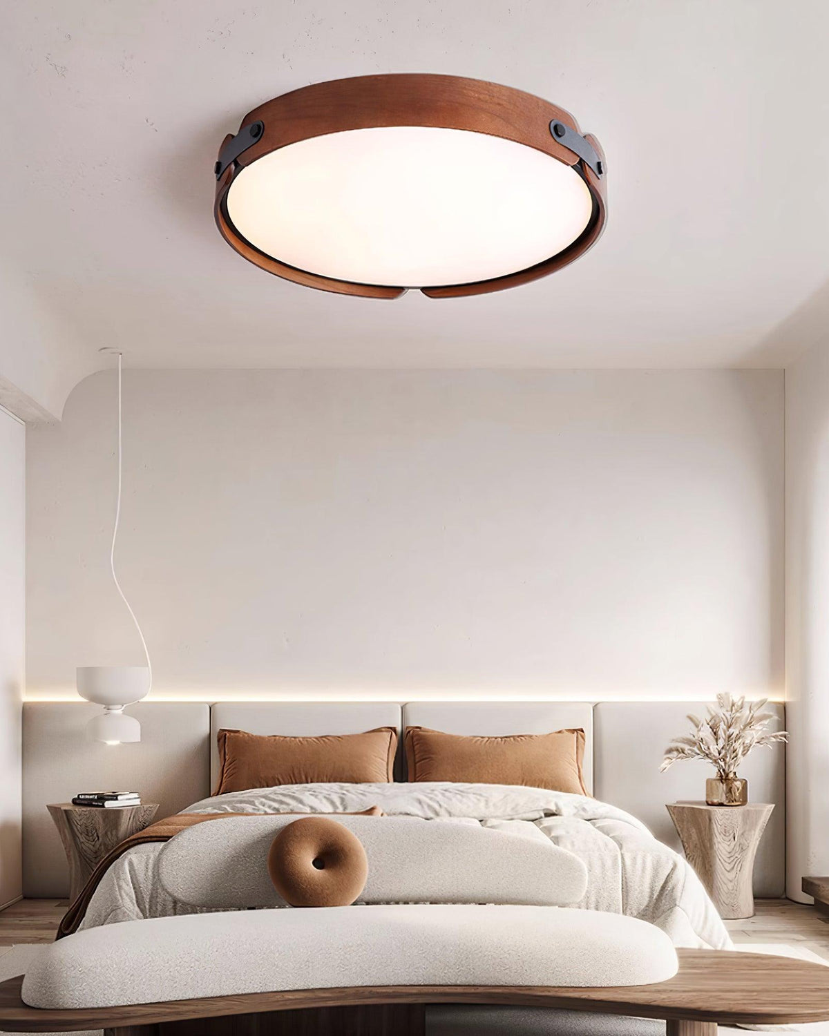 Walnut Wood Disc Ceiling Light