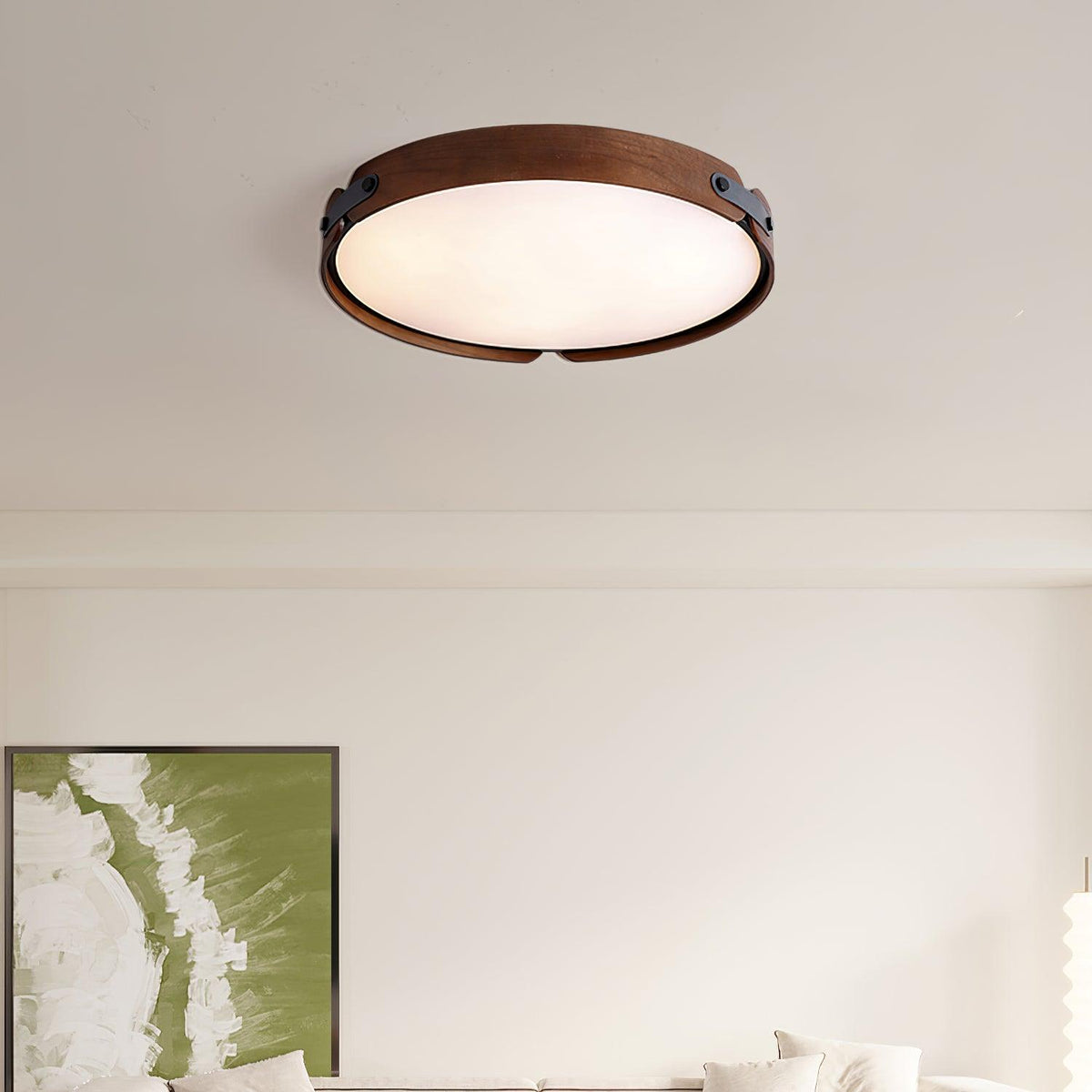 Walnut Wood Disc Ceiling Light