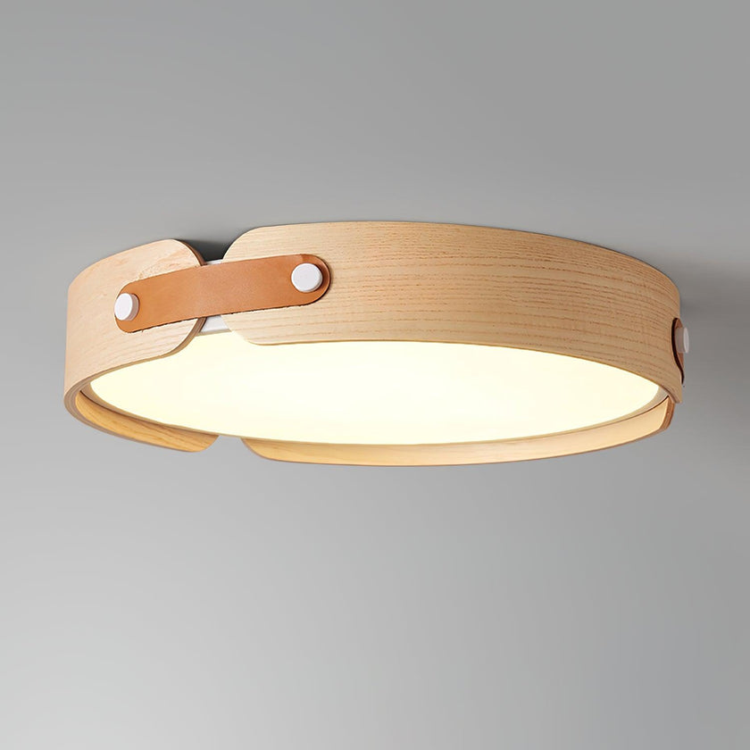 Walnut Wood Disc Ceiling Light