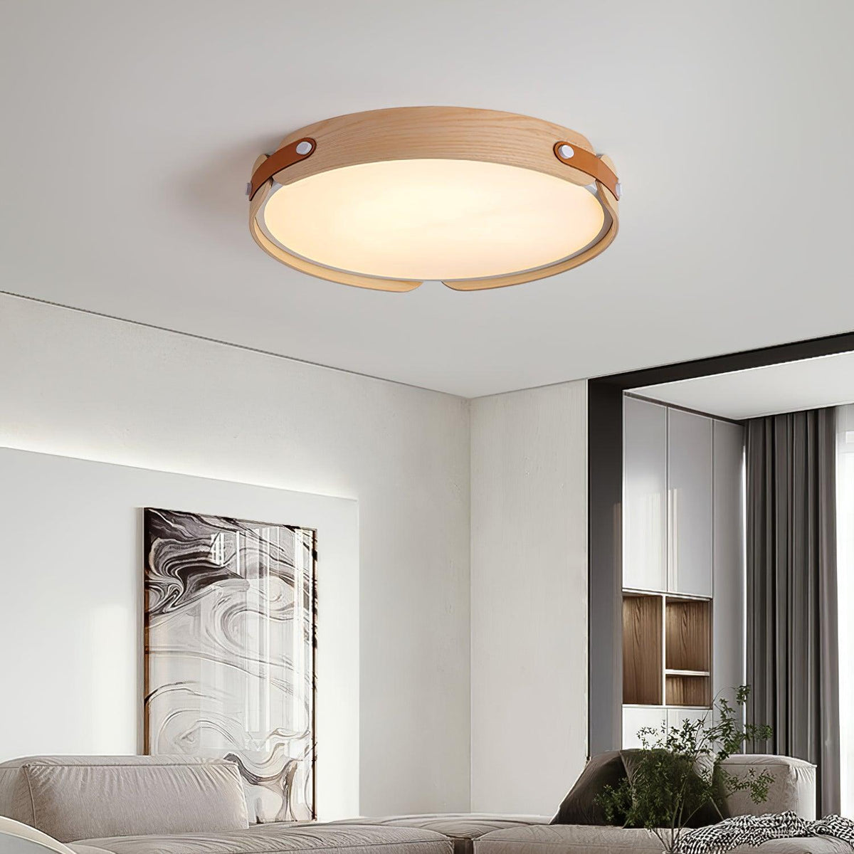 Walnut Wood Disc Ceiling Light
