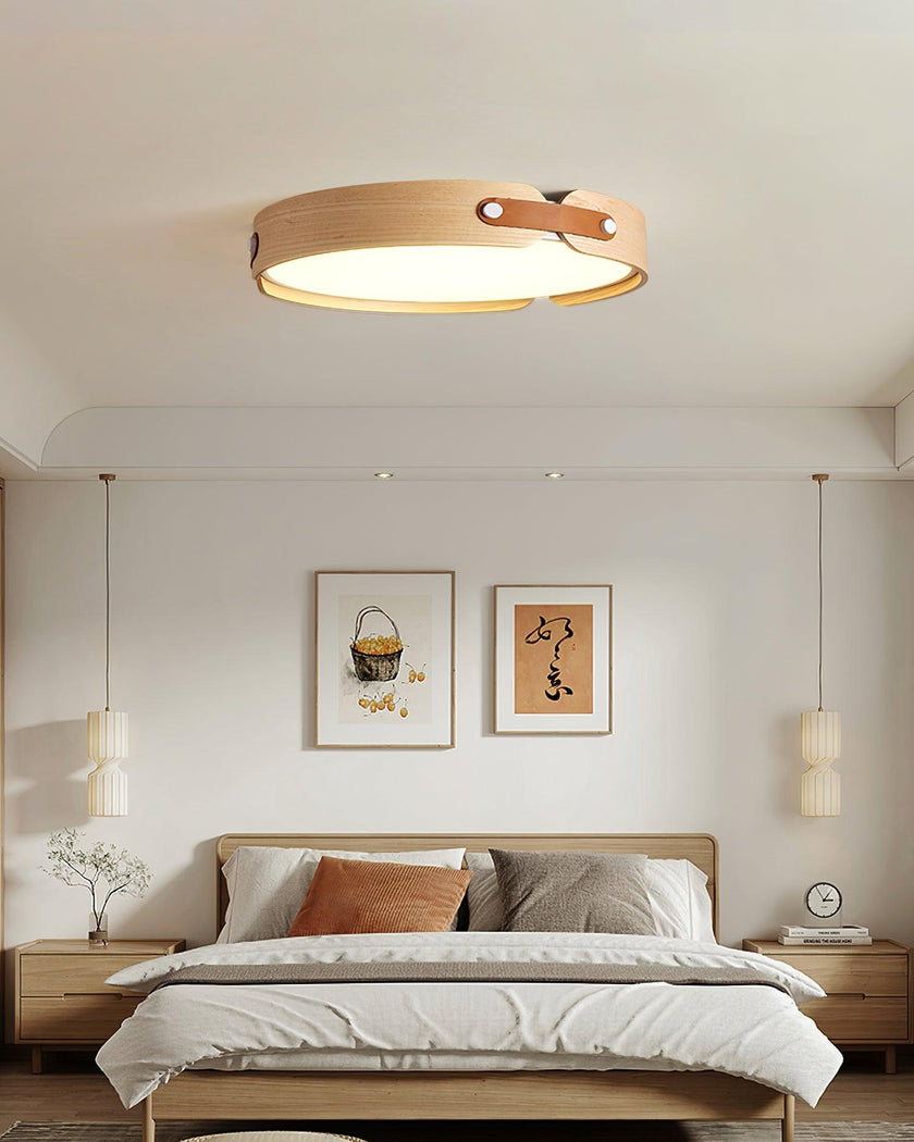 Walnut Wood Disc Ceiling Light