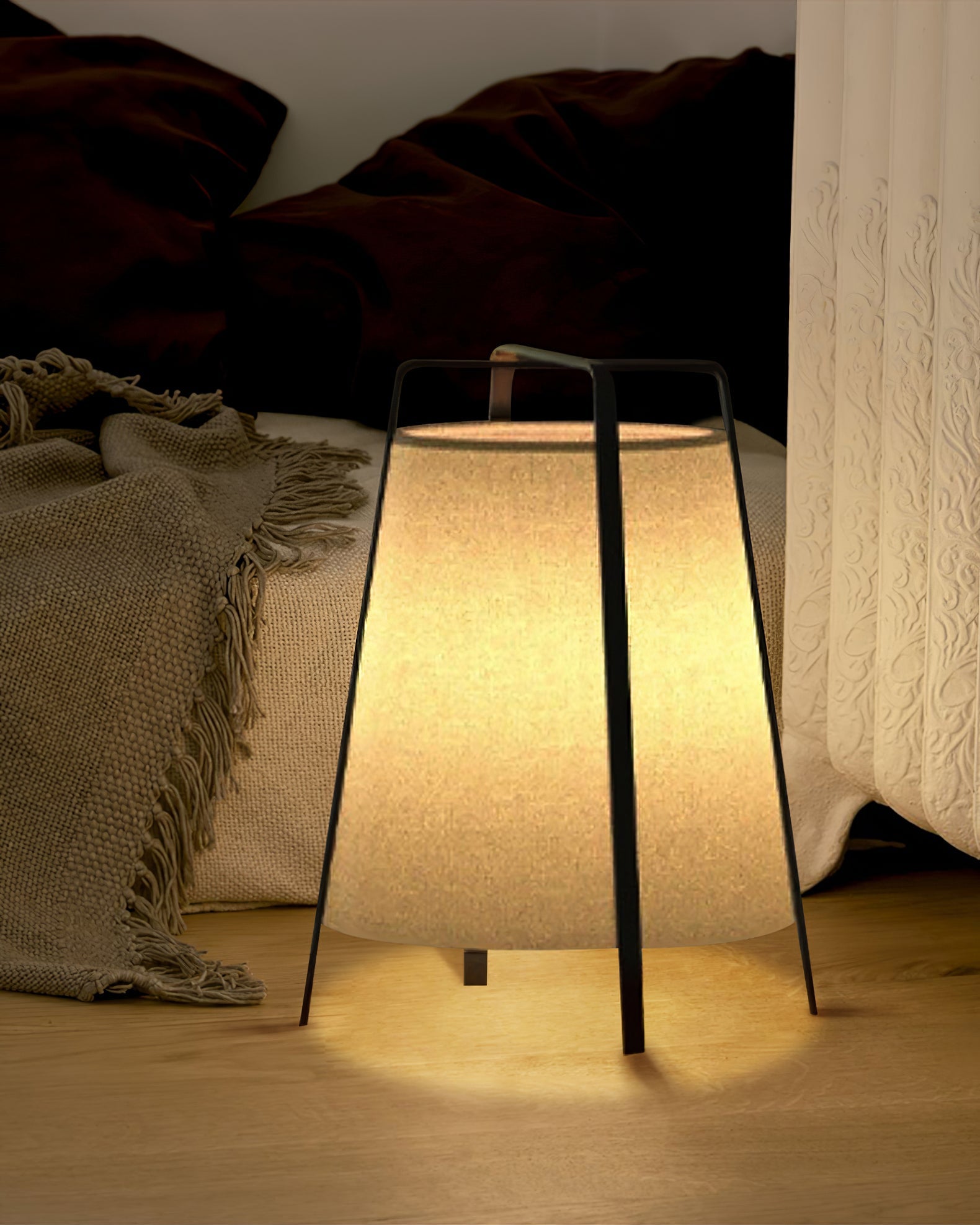 Oriental Fabric Shade Table Lamp