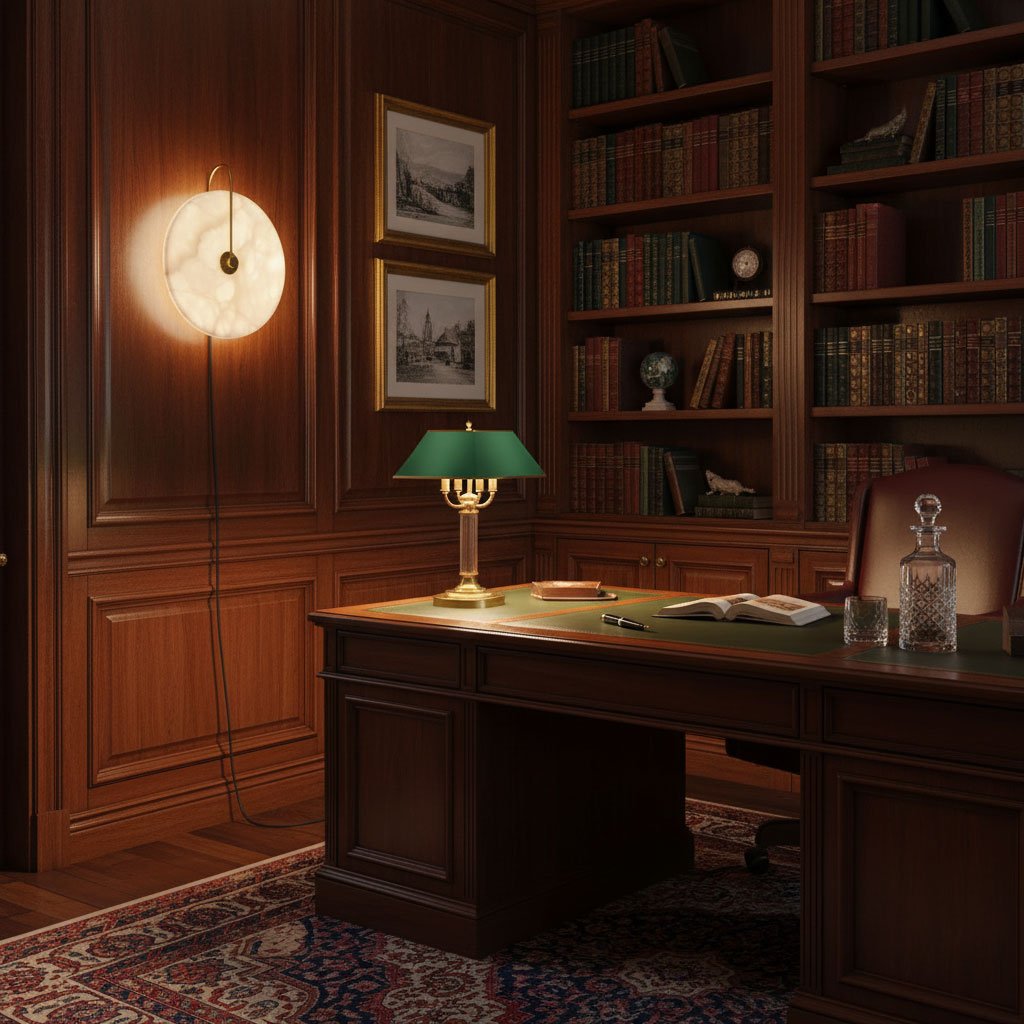 Alabaster Disc LED Plug-In Wall Lamp