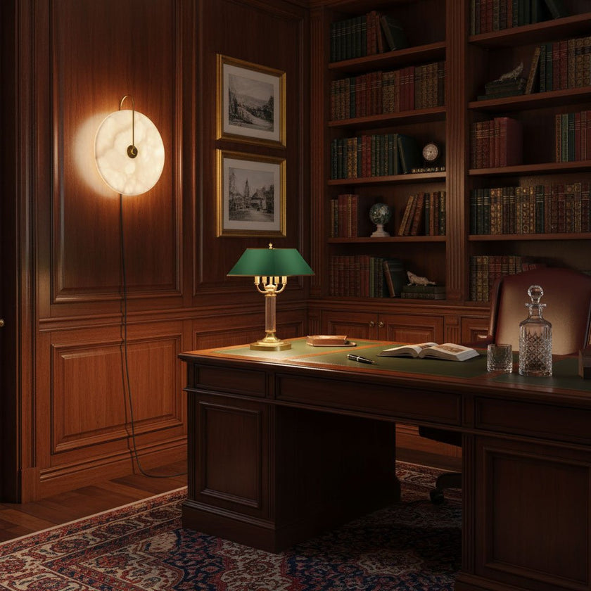 Alabaster Disc LED Plug-In Wall Lamp