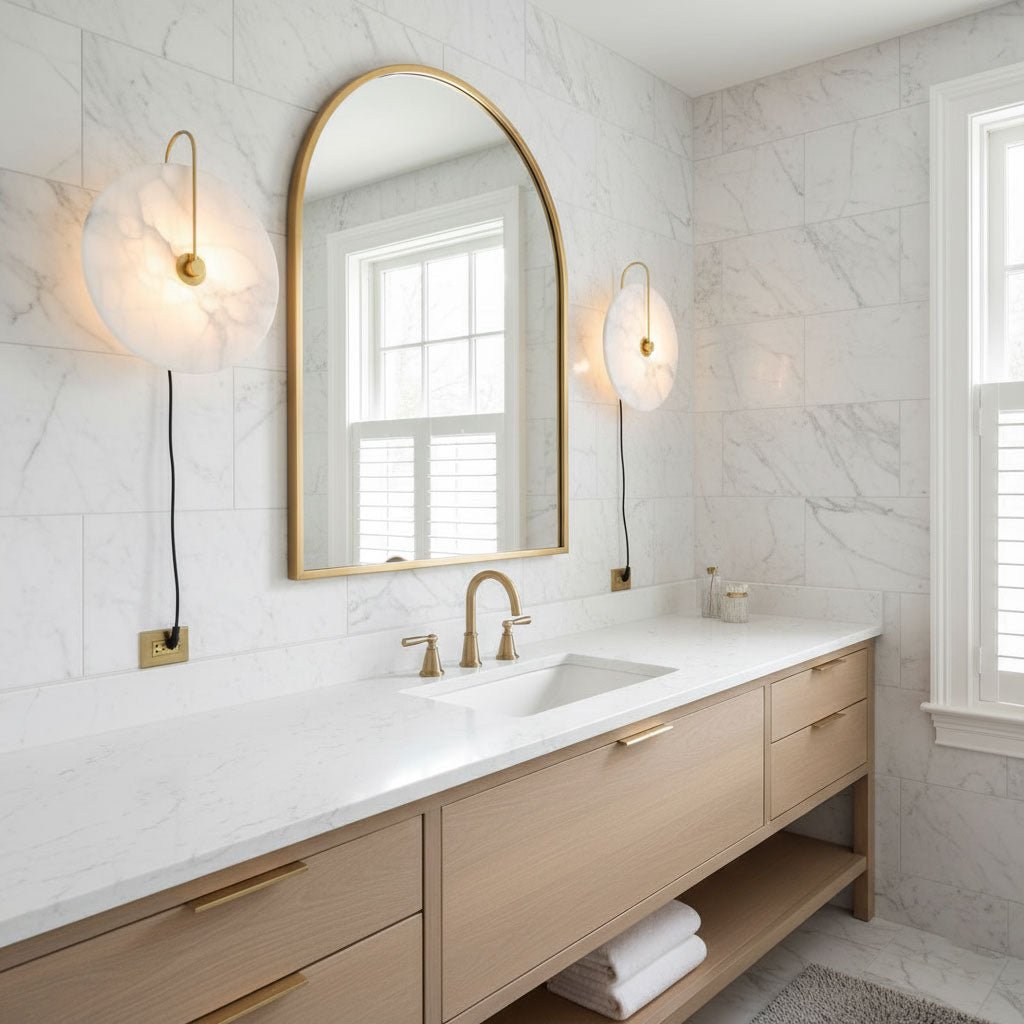 Alabaster Disc LED Plug-In Wall Lamp