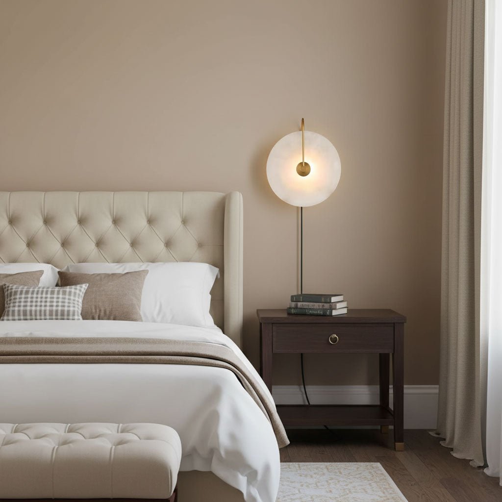 Alabaster Disc LED Plug-In Wall Lamp