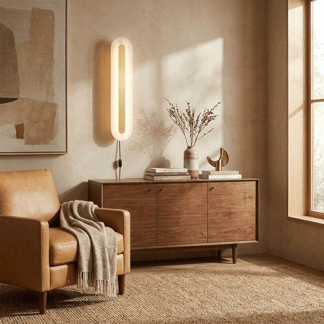 Alabaster Cylinder Brass Sconce