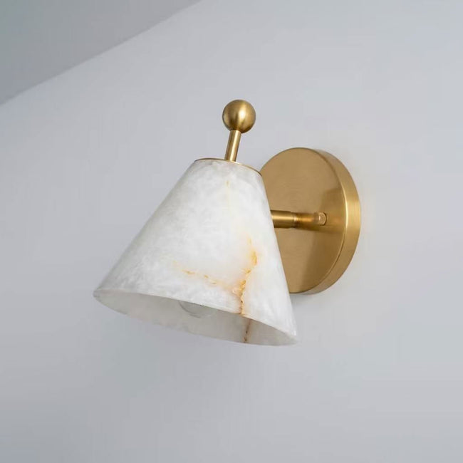 Alabaster Angled Cone Wall Sconce