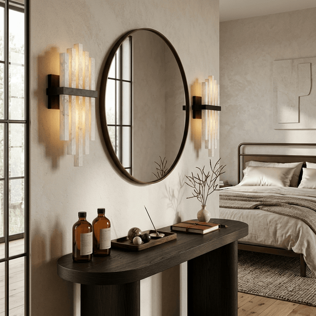 Alabaster Cascade Rod Wall Sconce