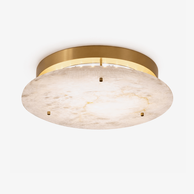 Alabaster Disc Brass Flush Mount Light