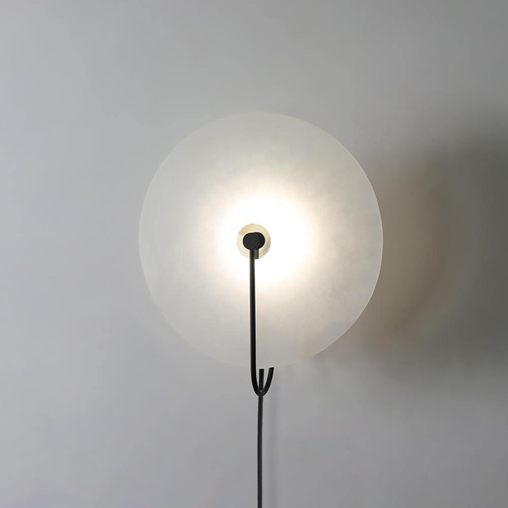 Alabaster Disc LED Plug-In Wall Lamp