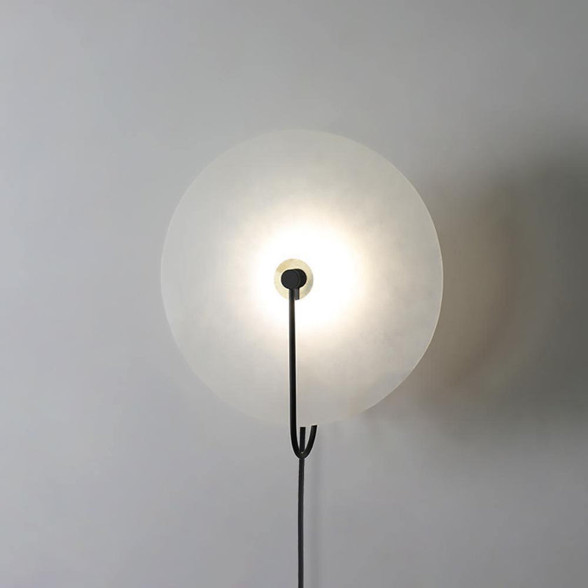 Alabaster Disc LED Plug-In Wall Lamp