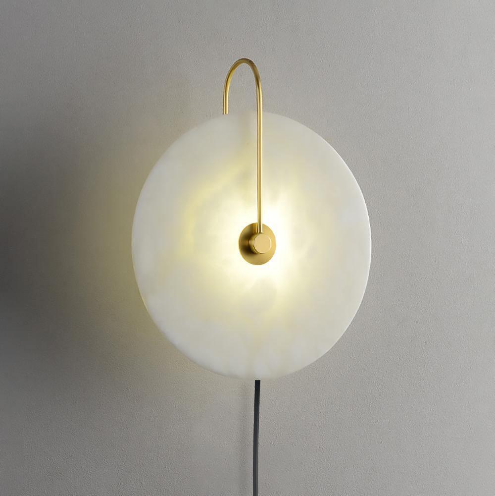 Alabaster Disc LED Plug-In Wall Lamp
