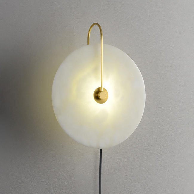 Alabaster Disc LED Plug-In Wall Lamp