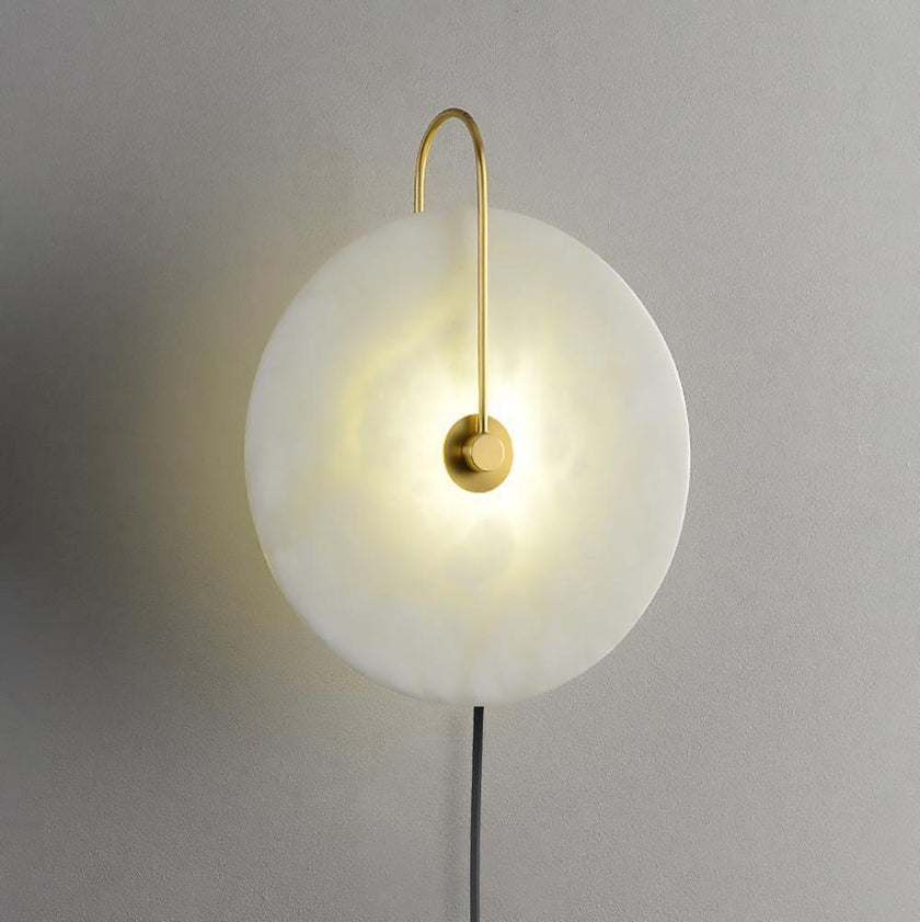 Alabaster Disc LED Plug-In Wall Lamp