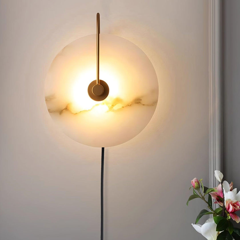 Alabaster Disc LED Plug-In Wall Lamp