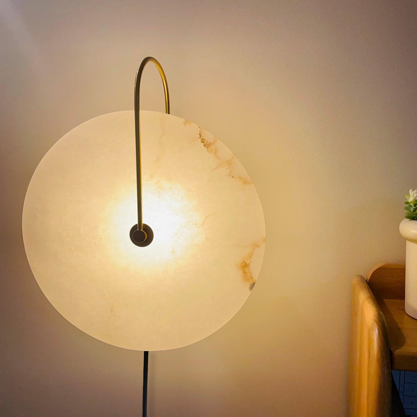 Alabaster Disc LED Plug-In Wall Lamp